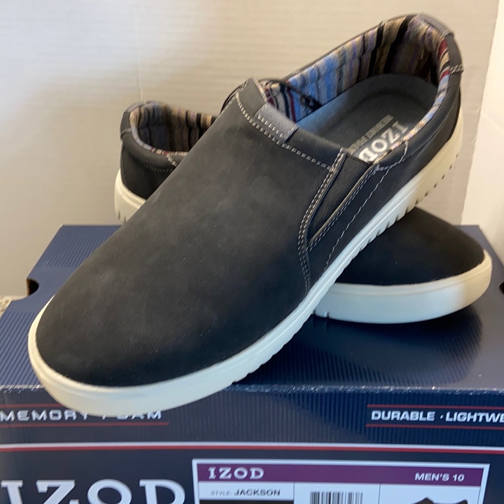 New Izod Men's Slip On Casual Shoes, Black, Size 10